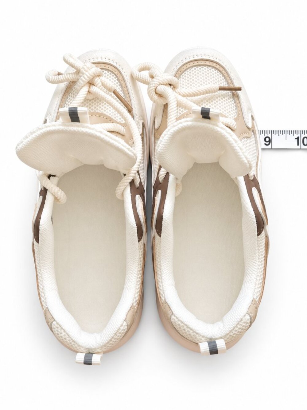 NEW Cream Beige Brown Chunky Mesh Sneakers EU 36 - Picture 5 of 8
